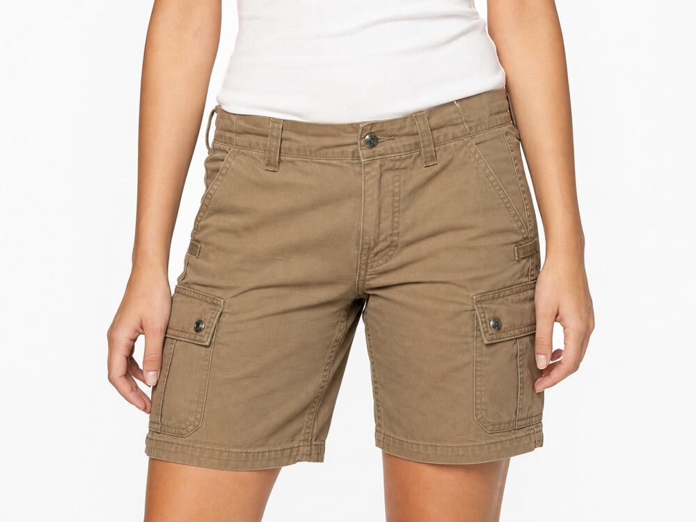 Carhartt Women's Tan Canvas Cargo Work Shorts Size 8 Gorpcore Hiking Utility